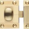 Cupboard Catch With Oval Knob - 53mm X 40mm - Satin Brass (Lacquered)