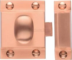 Cupboard Catch With Oval Knob - 53mm X 40mm - Satin Copper (lacquered)