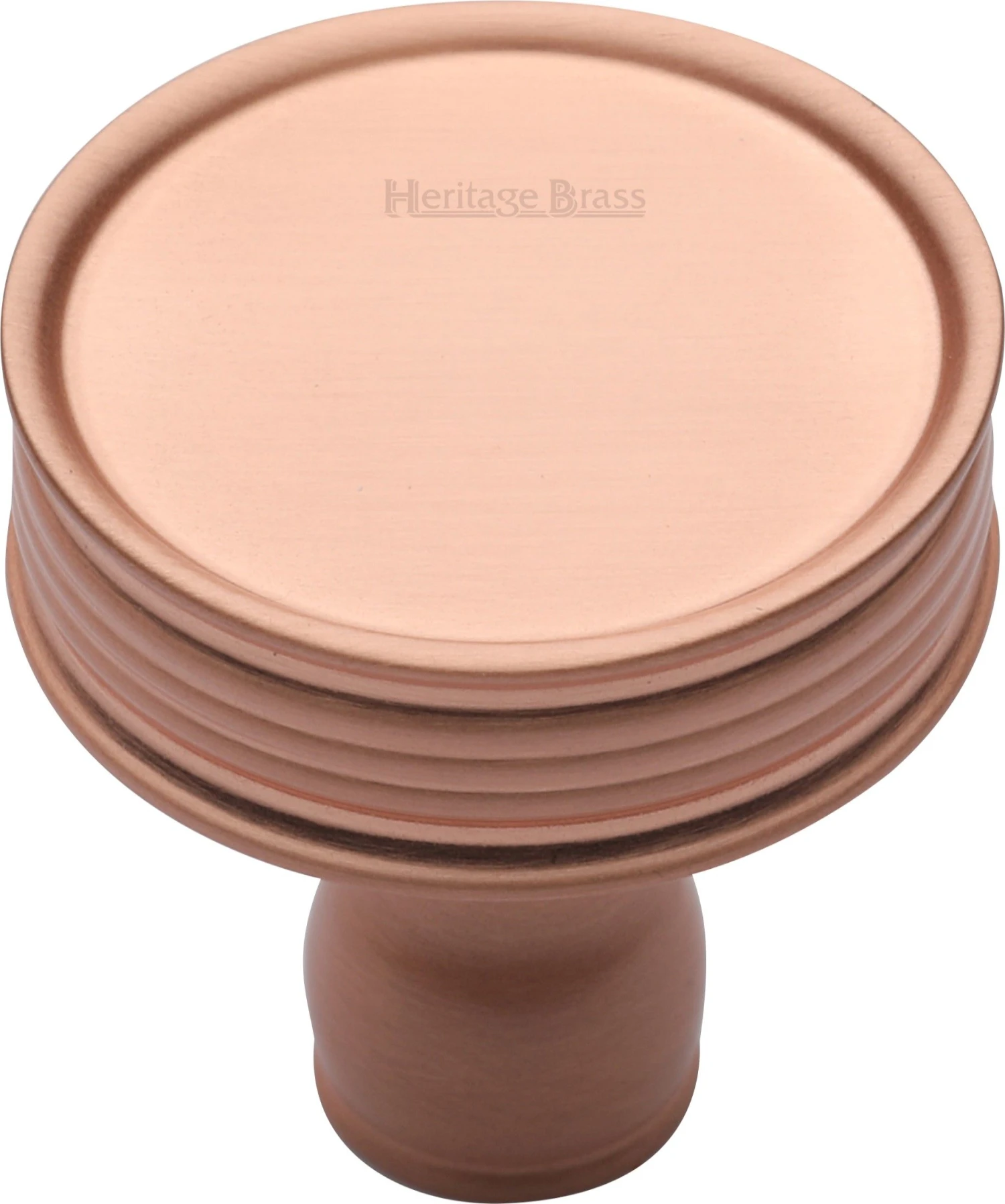 Flat Top Ringed Pattern Cupboard Knob - Satin Copper (lacquered)