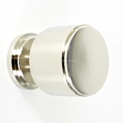Cylinder Shape Stepped Pattern Cupboard Knob With Round Base - Polished Nickel
