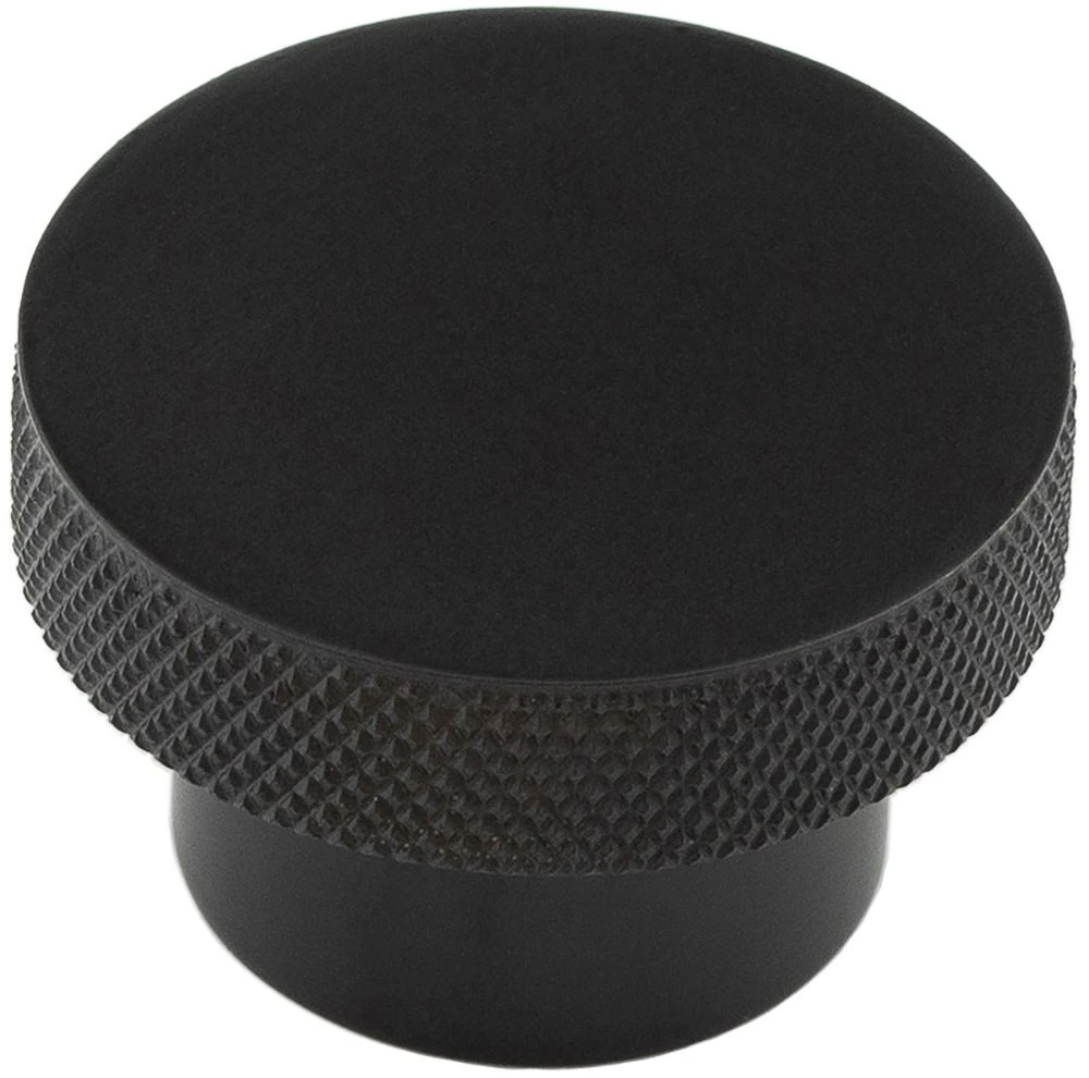 Diamond Knurled Circular Cupboard Knob - Available In Two Sizes - Matt Black - Image 2