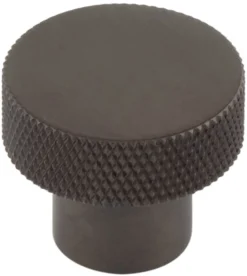Diamond Knurled Circular Cupboard Knob - Available In Two Sizes - Dark Bronze (Lacquered)