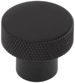 Diamond Knurled Circular Cupboard Knob - Available In Two Sizes - Matt Black