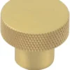 Diamond Knurled Circular Cupboard Knob - Available In Two Sizes - Satin Brass (Lacquered)