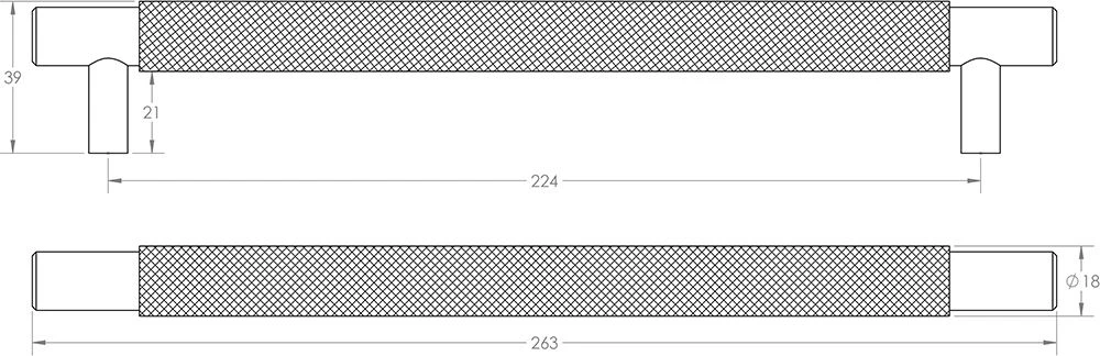 Diamond Knurled Grip T-Bar Cabinet Handle - Available In Two Sizes - Matt Black - Image 4