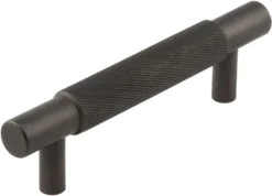 Diamond Knurled Grip T-Bar Cabinet Handle - Available In Two Sizes - Dark Bronze (Lacquered)