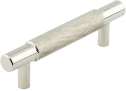 Diamond Knurled Grip T-Bar Cabinet Handle - Available In Two Sizes - Polished Nickel