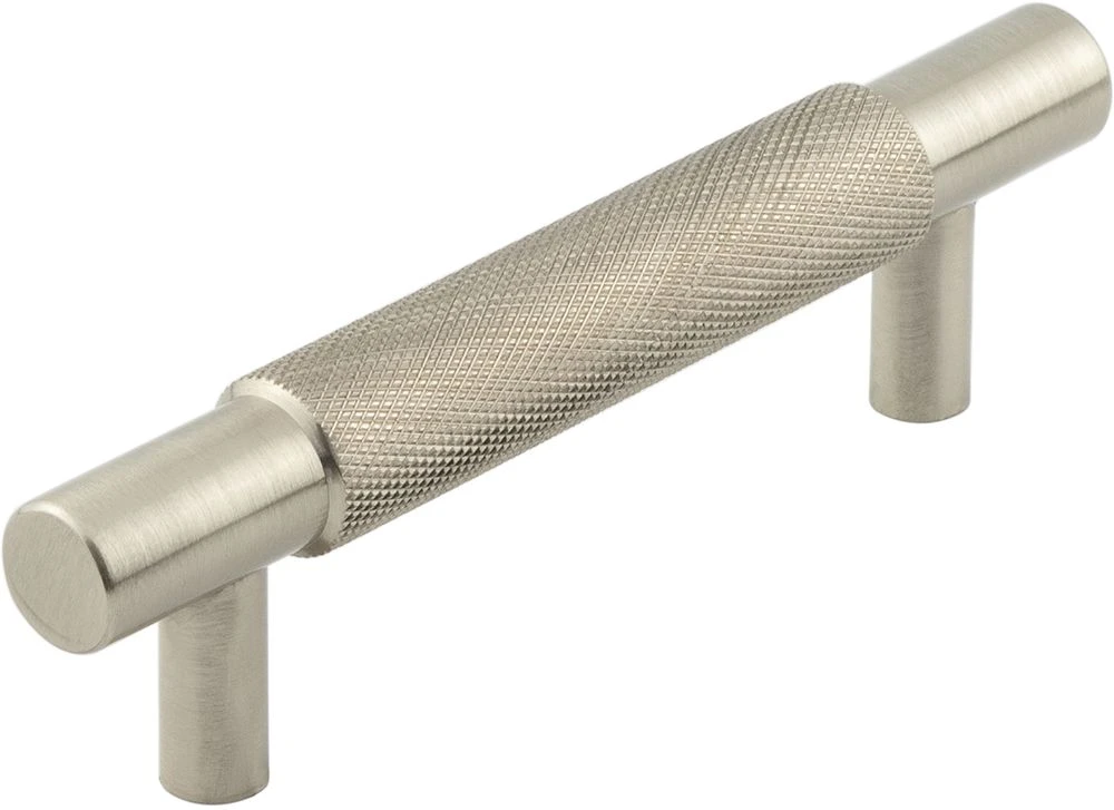 Diamond Knurled Grip T-Bar Cabinet Handle - Available In Two Sizes - Satin Nickel
