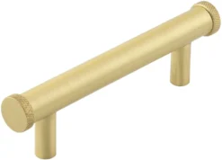 Diamond Knurled T-Bar Cabinet Handle - Available In Two Sizes - Satin Brass (Lacquered)