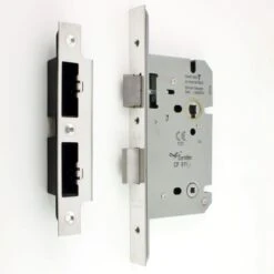 Architectural Quality DIN Style Bathroom Mortice Lock - CE / UKCA Marked - Fire Rated - Certifire Approved - Polished Stainless Steel