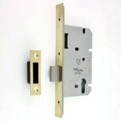 Architectural Quality DIN Style Euro Profile Mortice Deadlock - CE / UKCA Marked - Fire Rated - Certifire Approved - Polished Brass PVD Plated