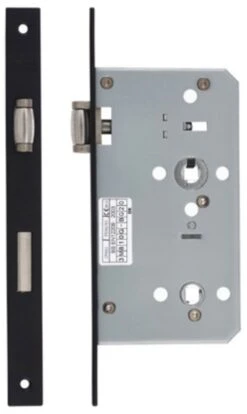 DIN Style Roller Ball Bathroom Mortice Lock - 60mm Backset - (78mm Centres) - Matt Black