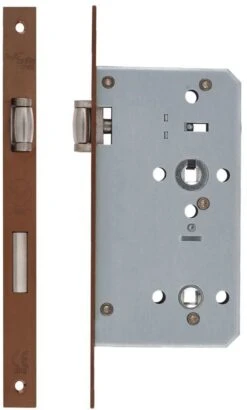 DIN Style Roller Ball Bathroom Mortice Lock - 60mm Backset - (78mm Centres) - PVD Satin Bronze