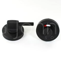 Accessible / Disabled Bathroom Turn & Release Set - With Large Turn & Red / White Indicator - Matt Black