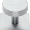 Disc Shaped Cabinet Knob With Square Backplate - 32mm Diameter - Satin Chrome