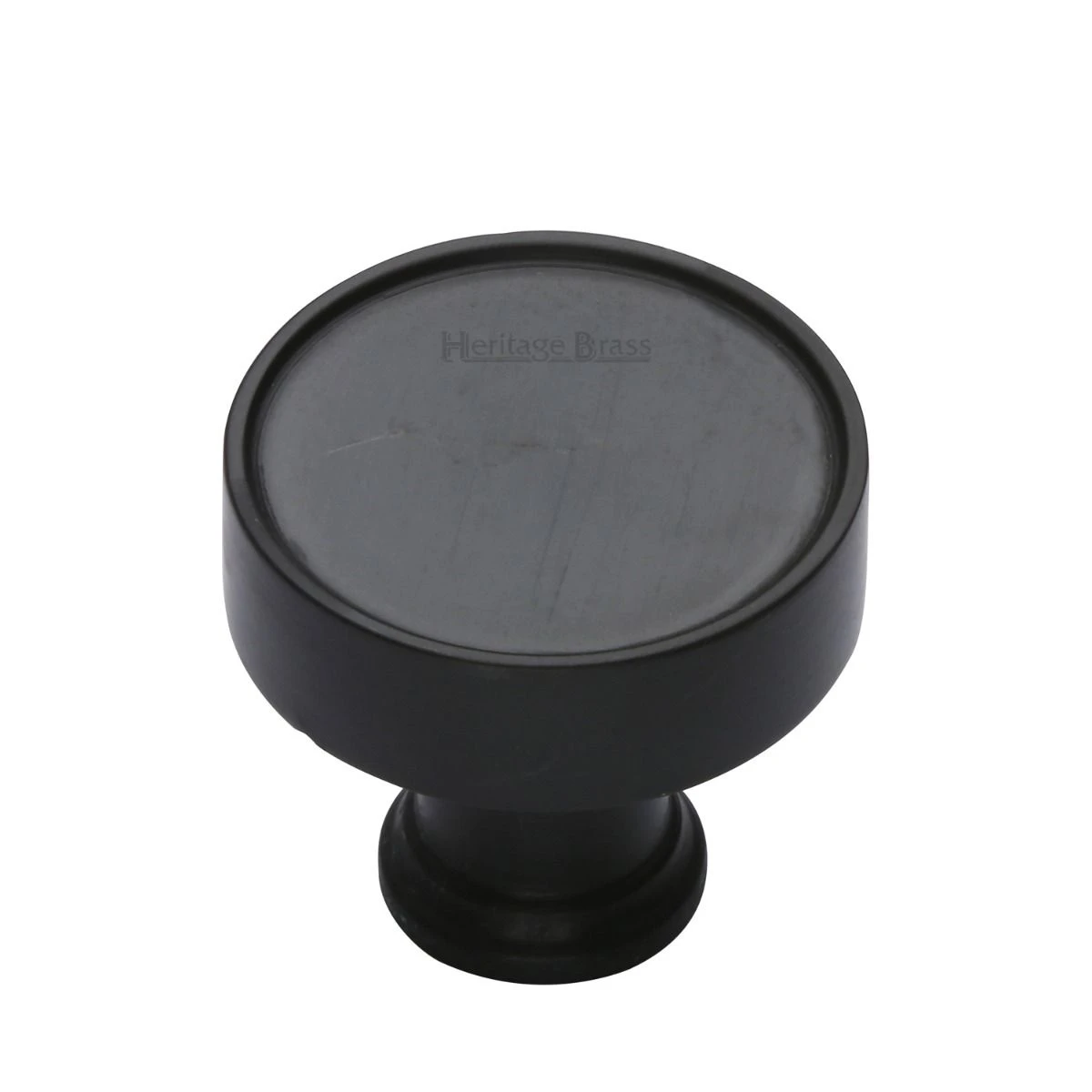 Disc Shaped Cupboard Knob - Matt Black