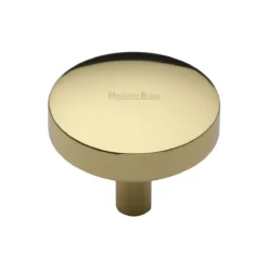 Domed Disc Shaped Cupboard Knob - Available In Two Sizes - Polished Brass (Lacquered)