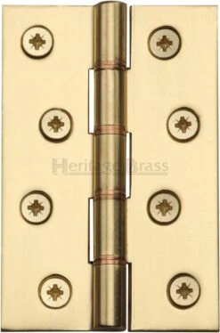 Traditional Double Phosphor Bronze Washered Hinges - Screws Included - 102mm X 67mm - Polished Brass (Lacquered)