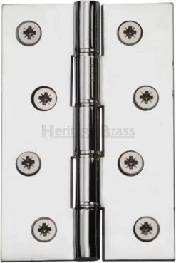 Traditional Double Phosphor Bronze Washered Hinges - Screws Included - 102mm X 67mm - Polished Chrome