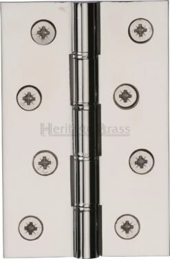 Traditional Double Phosphor Bronze Washered Hinges - Screws Included - 102mm X 67mm - Polished Nickel