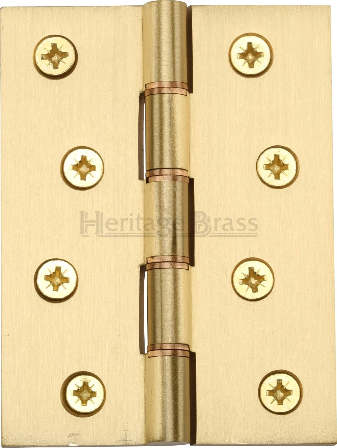 Traditional Double Phosphor Bronze Washered Hinges - Screws Included - 102mm X 76mm - Satin Brass (Lacquered)