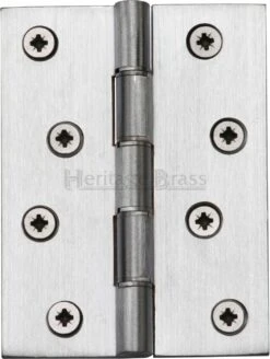 Traditional Double Phosphor Bronze Washered Hinges - Screws Included - 102mm X 76mm - Satin Chrome