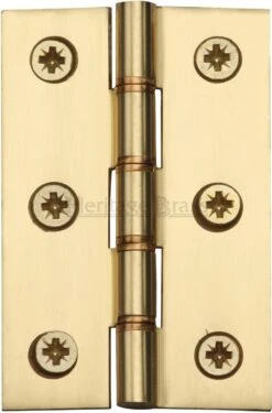 Traditional Double Phosphor Bronze Washered Hinges - Screws Included - 76mm X 50mm - Polished Brass (Lacquered)