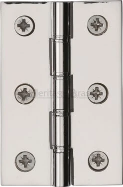 Traditional Double Phosphor Bronze Washered Hinges - Screws Included - 76mm X 50mm - Polished Nickel