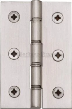 Traditional Double Phosphor Bronze Washered Hinges - Screws Included - 76mm X 50mm - Satin Nickel