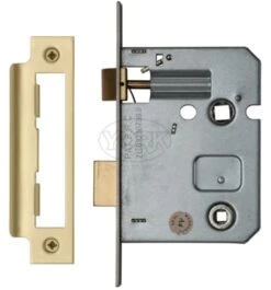 Economy Mortice Bathroom Lock - To Suit 5mm Spindle - Satin Brass (Lacquered)