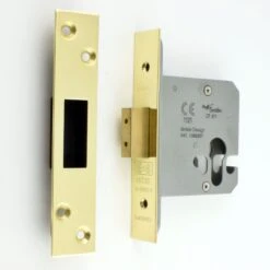 Architectural Quality Euro Profile Mortice Dead Lock Case - CE / UKCA Marked - Fire Rated - Certifire Approved - Polished Brass PVD Plated