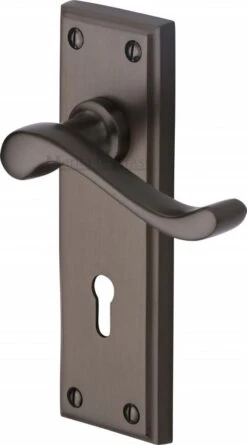 Edwardian Lever Door Handles On A Backplate - Matt Bronze (Lacquered)