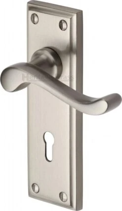 Edwardian Lever Door Handles On A Backplate - Satin Nickel
