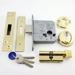 Euro Cylinder Deadlock - Key / Thumb-Turn Operated BS8621 Rated - CE / UKCA Marked - Fire Rated - Certifire Approved - Polished Brass PVD Plated
