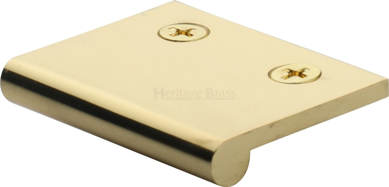 Face Fixing Finger Edge Pull - With Rounded Edge Design - Available In 6 Sizes - Polished Brass (Lacquered)
