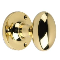 Oval Mortice Knobs - Polished Brass (Lacquered)