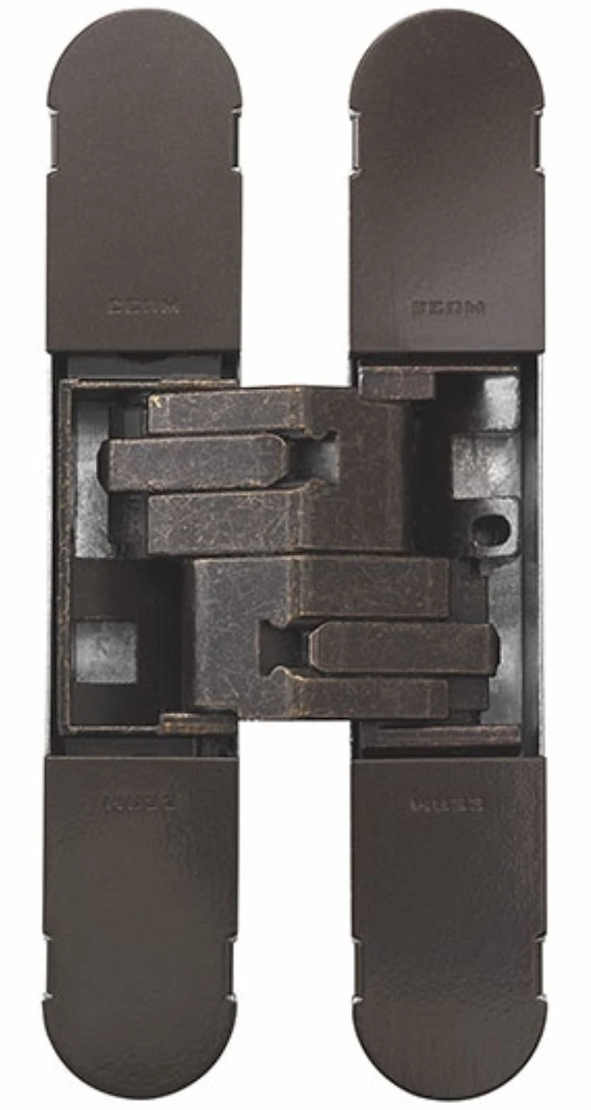 Fire Rated Concealed Adjustable Hinge For Invisible Doors - Tested To FD30 / FD60 - 160mm X 32mm - Dark Bronze (Lacquered)