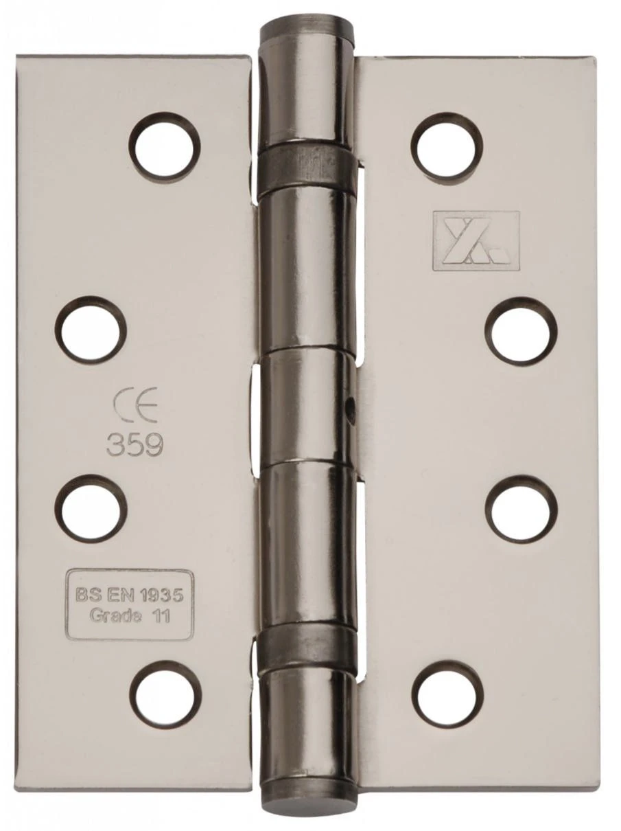 Ball Bearing Fire Rated Door Hinges - Grade 11 - CE / UKCA Marked - 80kg Weight Limit - 102mm X 76mm - Black Nickel