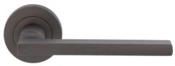 Flat Blade Style Lever Door Handles With Round Rose - Matt Bronze (Lacquered) - Suitable For Use With FD30 / FD60 Fire Doors