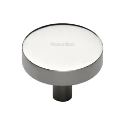 Flat Disc Shaped Cupboard Knob - Available In Two Sizes - Polished Nickel