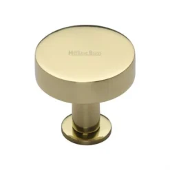 Flat Disc Shaped Cupboard Knob With Back Plate - Available In Two Sizes - Polished Brass (Lacquered)