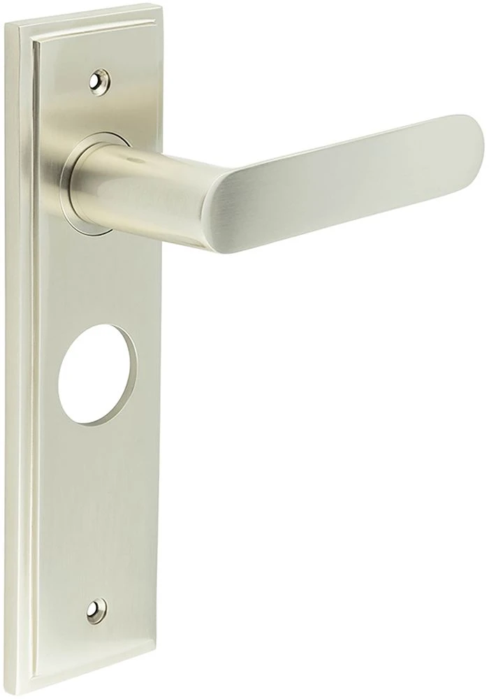 Flat Front Pattern Lever Handle With Rounded End On A Large Rectangular Backplate - Satin Nickel - Image 2