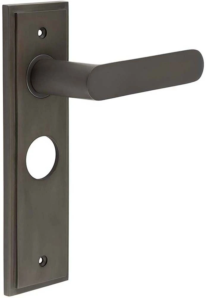 Flat Front Pattern Lever Handle With Rounded End On A Large Rectangular Backplate - Dark Bronze (Lacquered) - Image 4