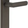 Flat Front Pattern Lever Handle With Rounded End On A Large Rectangular Backplate - Dark Bronze (Lacquered)