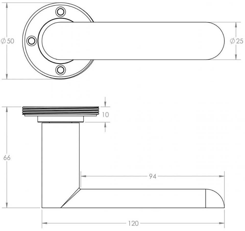 Flat Front Pattern Lever Handles With Stepped Round Rose - Suitable For Use With FD30 / FD60 Fire Doors - Satin Nickel - Image 2
