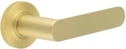 Flat Front Pattern Lever Handles With Knurled Round Rose - Suitable For Use With FD30 / FD60 Fire Doors - Satin Brass (Lacquered)