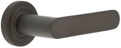 Flat Front Pattern Lever Handles With Stepped Round Rose - Suitable For Use With FD30 / FD60 Fire Doors - Dark Bronze (Lacquered)
