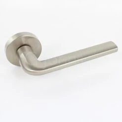 Milly Round Rose Lever Handles - Satin Nickel