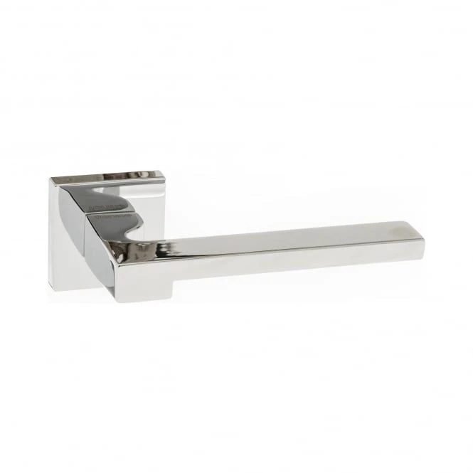 Ginevra Square Rose Lever Handles - Polished Chrome
