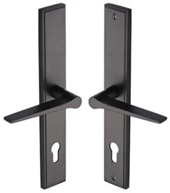 Gio Lever Multi Point Door Lever Handles - 92mm Euro Centres - 259mm Bolt Centres - 285mm X 44mm Back Plate - Matt Bronze (Lacquered)